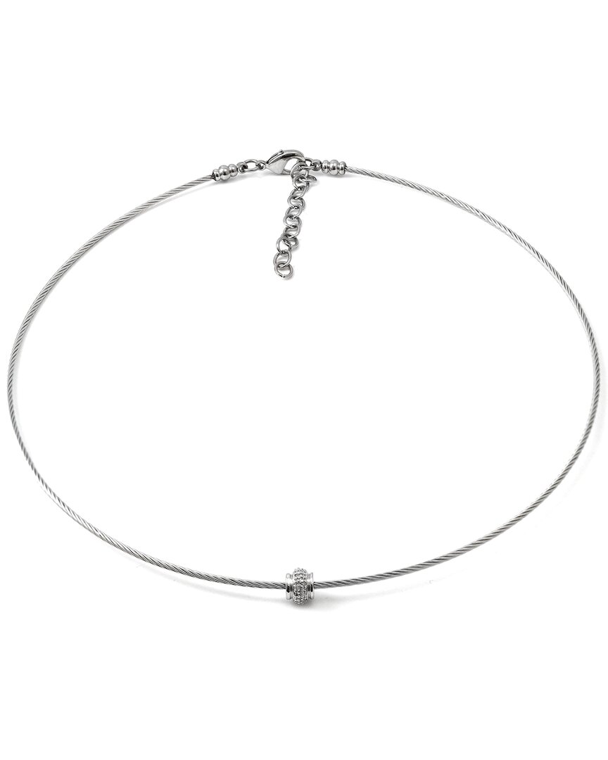 Diamond Select Cuts Silver & Stainless Steel 0.04 Ct. Tw. Diamond Necklace