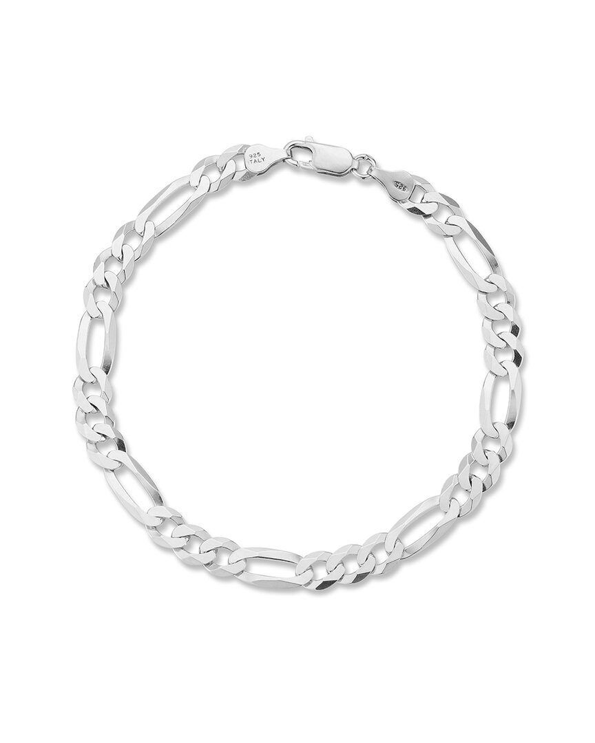 Yield Of Men 18k Over Silver 7mm Figaro Chain Bracelet In Metallic