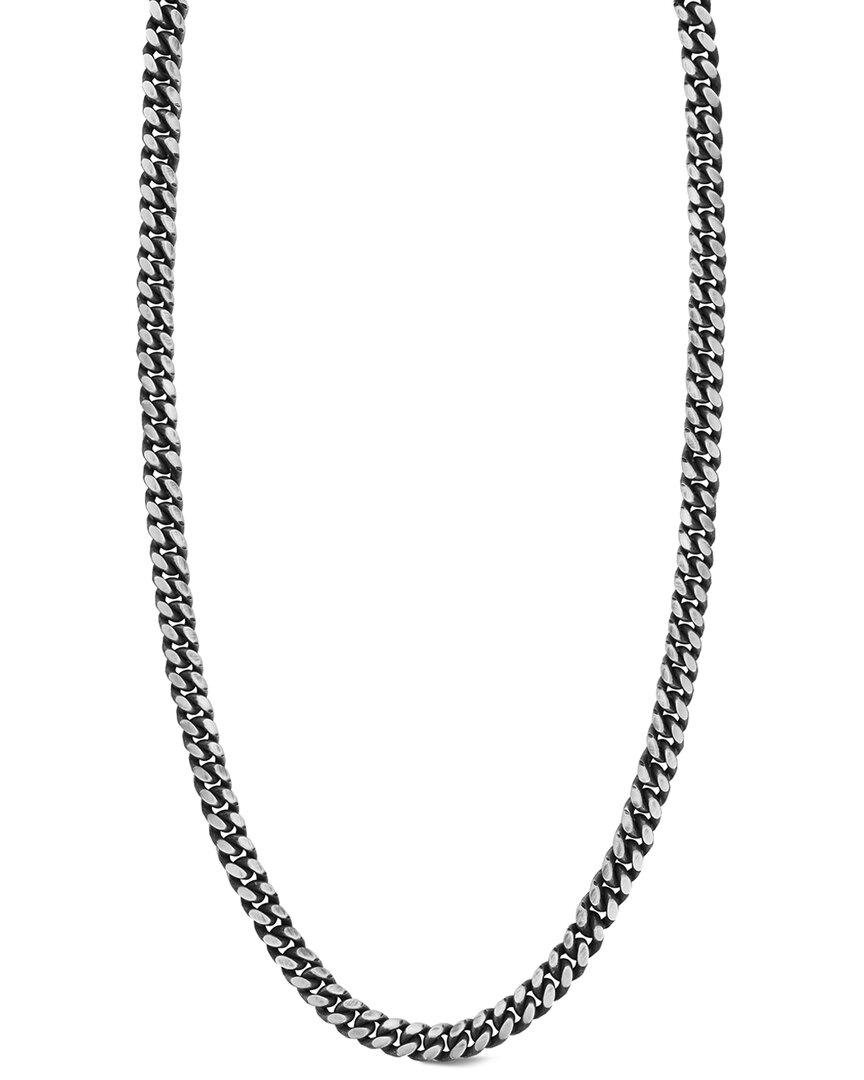 Yield Of Men Silver Curb Link Chain Necklace In Black