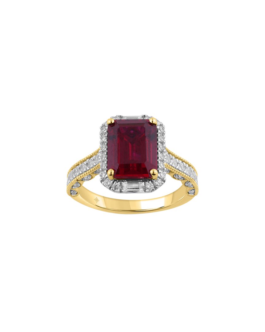 Brilliant Bloom 14k 4.75 Ct. Tw. Lab-grown Diamond & Ruby Bridal Ring