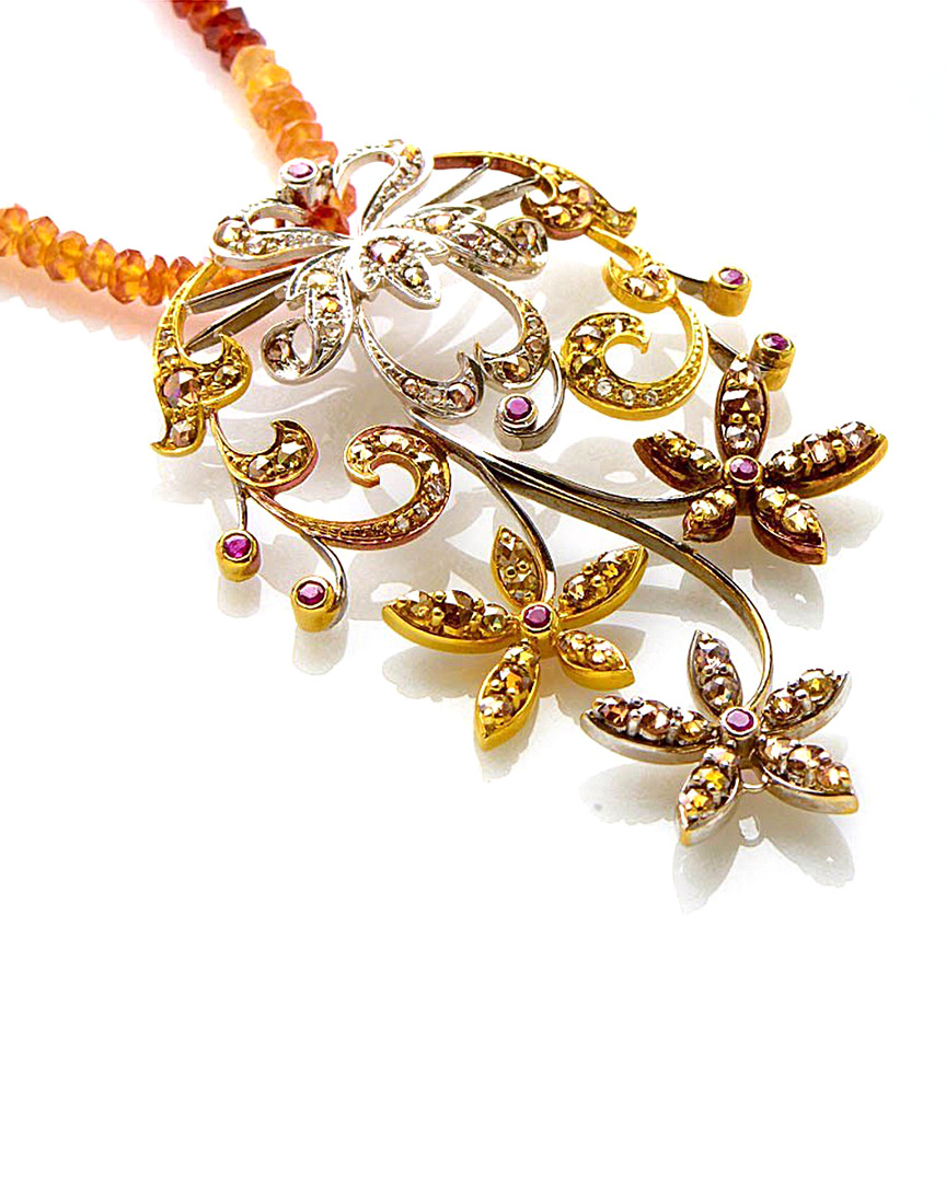 Gemstones 18k Tri-color 3.11 Ct. Tw. Diamond & Quartz Necklace