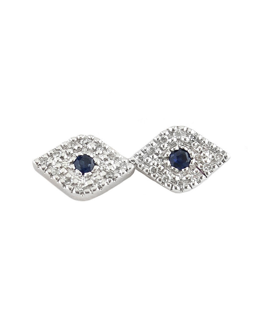 Diamond Select Cuts 14k 0.13 Ct. Tw. Diamond & Sapphire Evil Eye Earrings