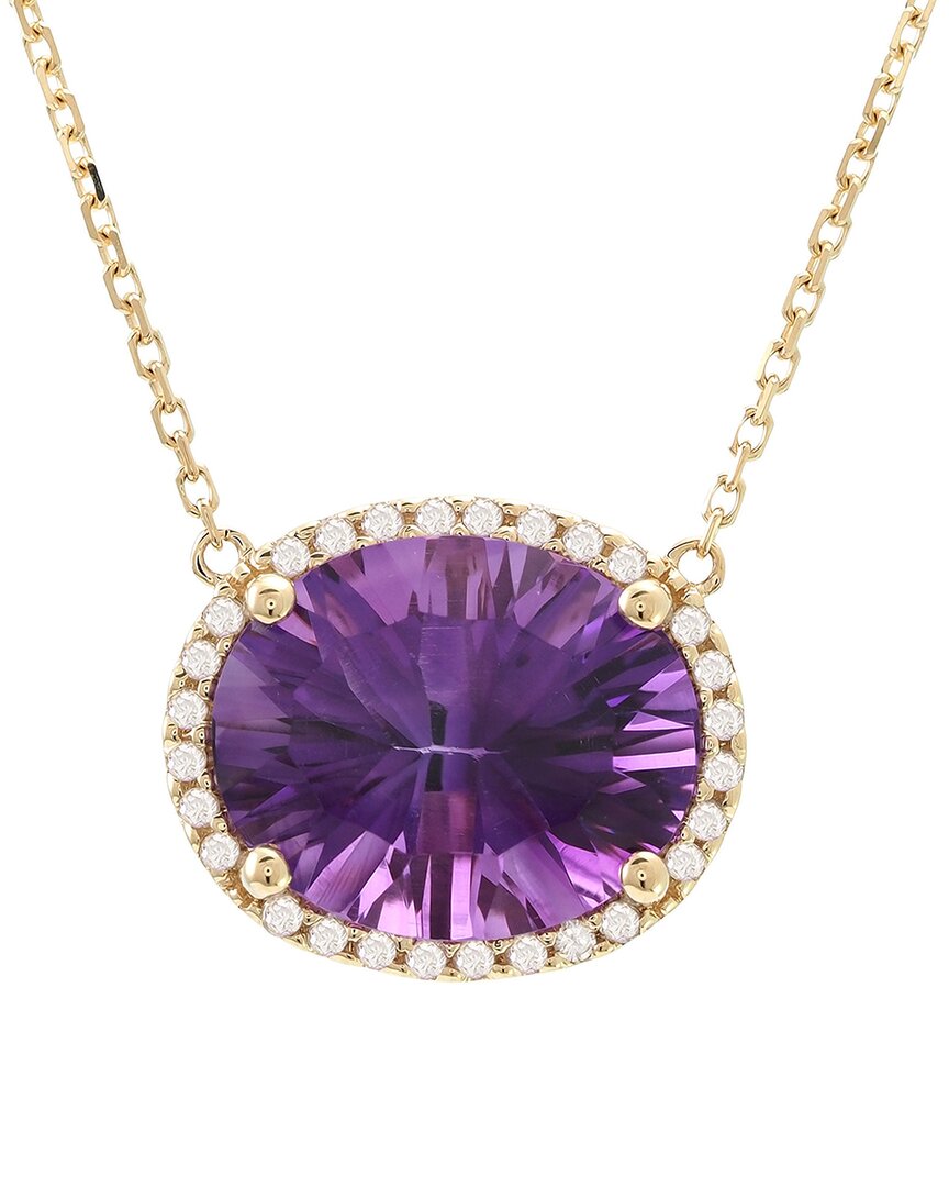 Gemstones 14k 4.05 Ct. Tw. Diamond & Amethyst Necklace