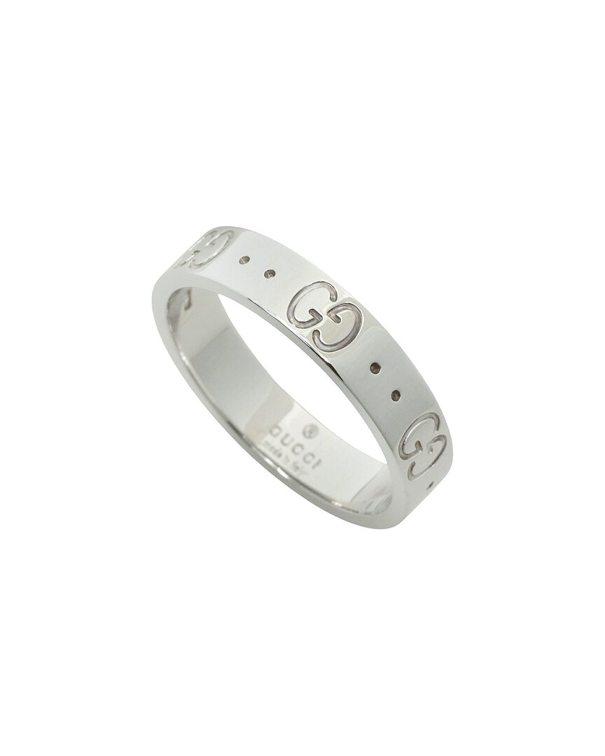 Gucci 18k Icon Ring K18wg White Gold (authentic Pre-loved) In Metallic