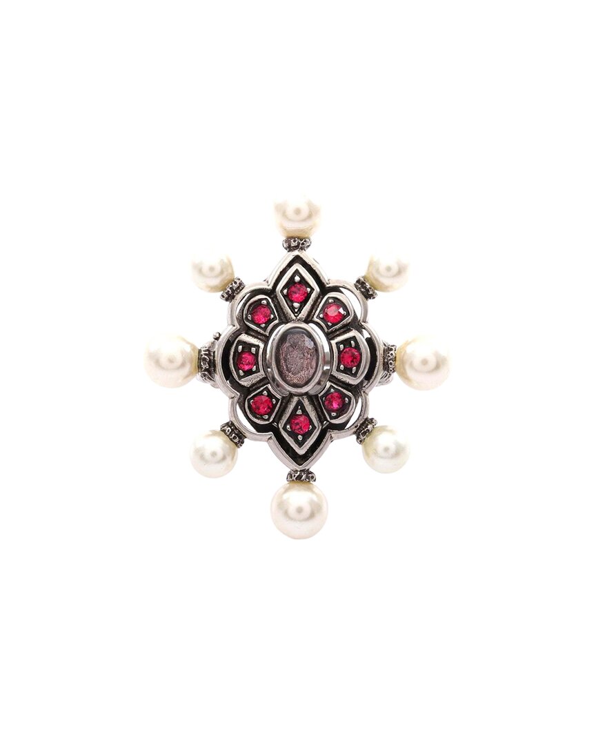 Gucci Stainless Steel Stainless Steel Ring With Faux Pearl & Rhinestone  (authentic Pre-loved) In Pink