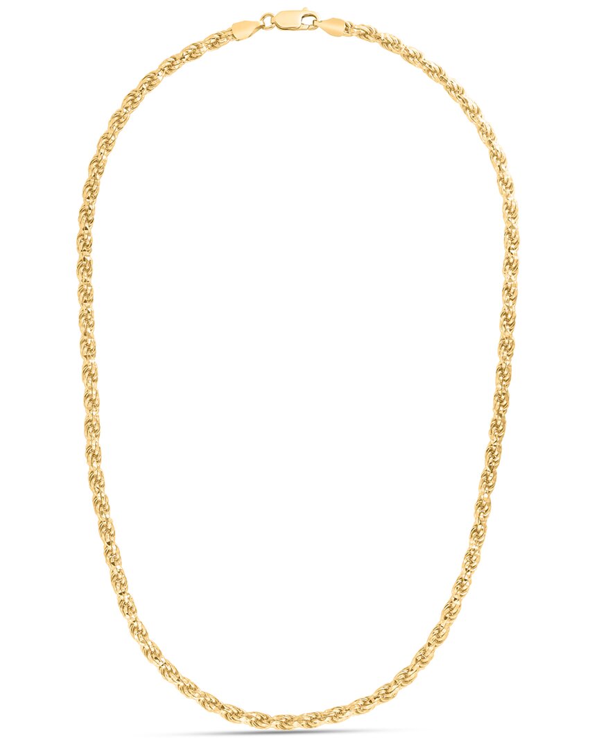 Italian Silver 14k Over  Rope Chain Necklace In Gold