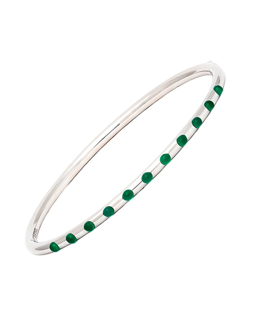 Gemstones Steel Green Agate Bangle Bracelet