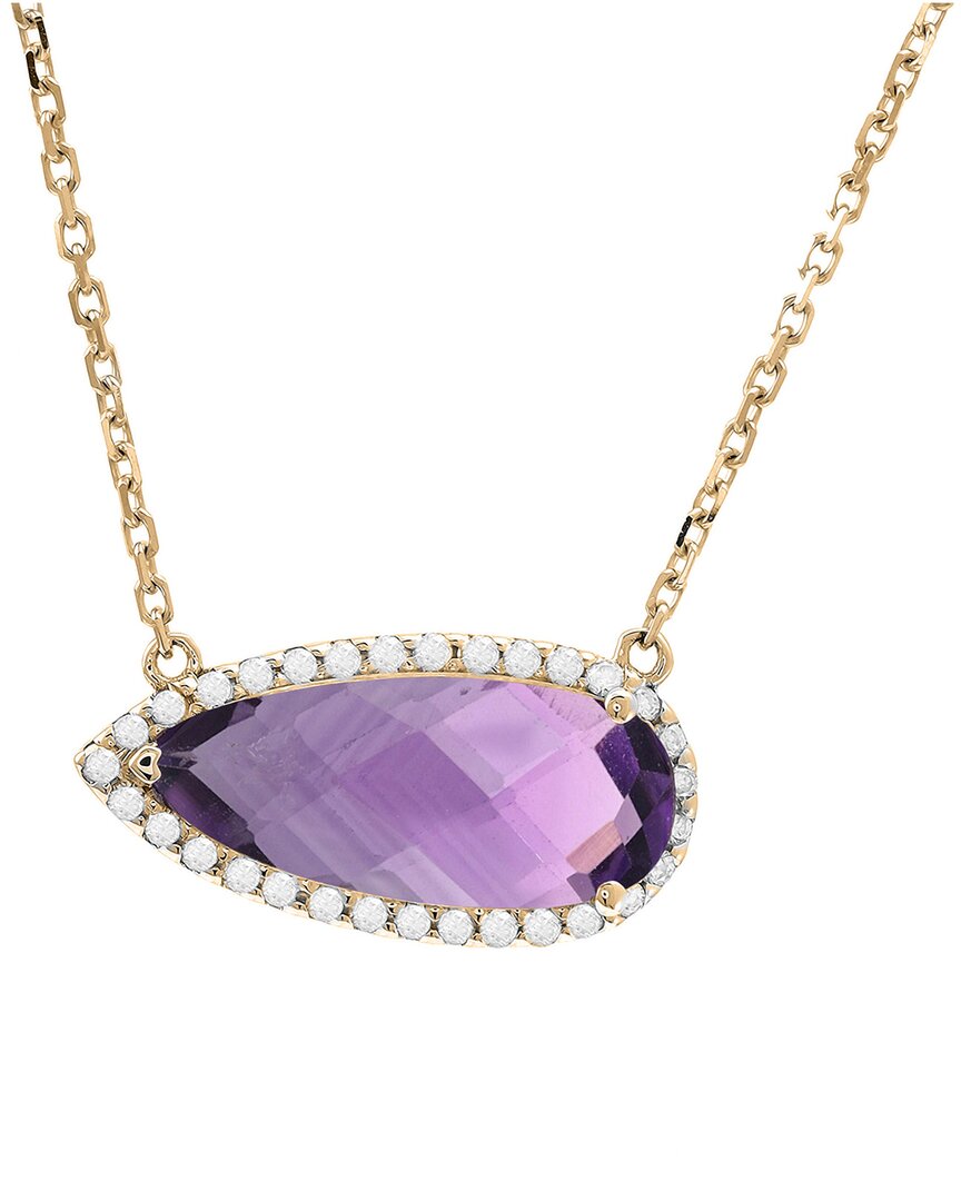 Gemstones 14k 2.21 Ct. Tw. Diamond & Amethyst Necklace