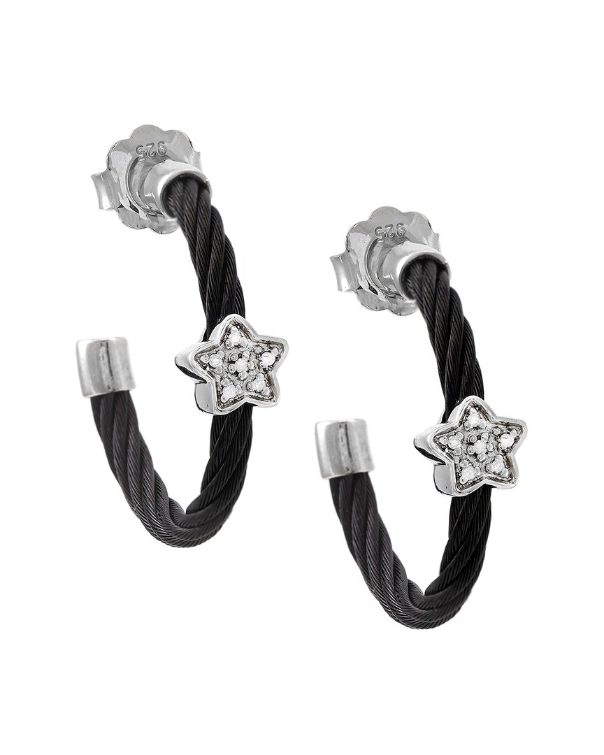 Diamond Select Cuts Silver & Steel 0.04 Ct. Tw. Diamond Earrings