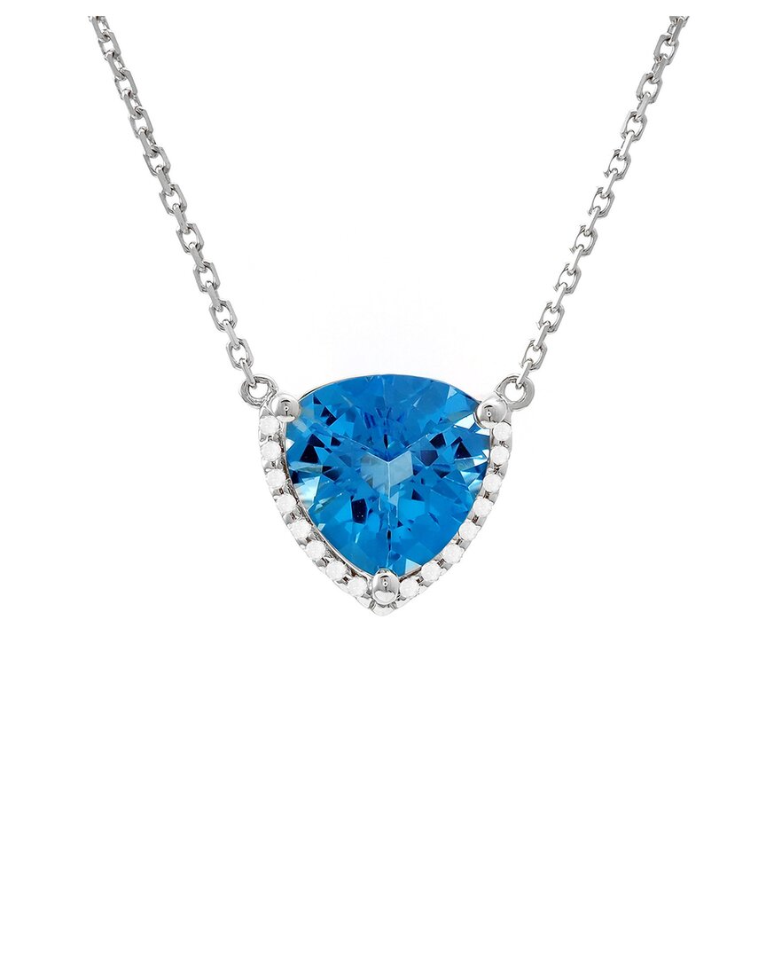 Gemstones 14k 2.55 Ct. Tw. Diamond & Blue Topaz Necklace