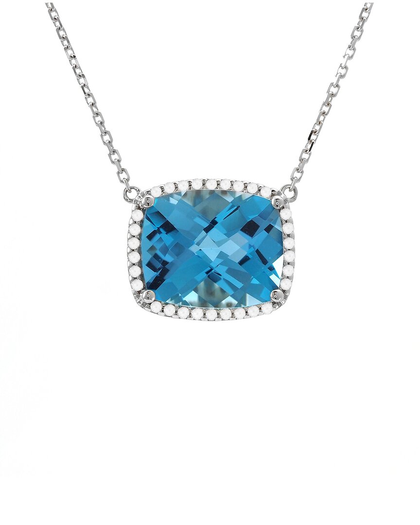 Gemstones 14k 6.62 Ct. Tw. Diamond & Blue Topaz Necklace