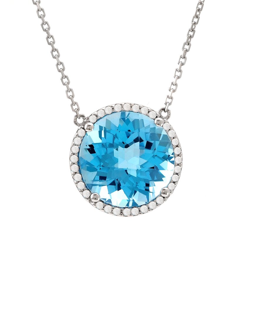 Gemstones 14k 6.46 Ct. Tw. Diamond & Blue Topaz Necklace