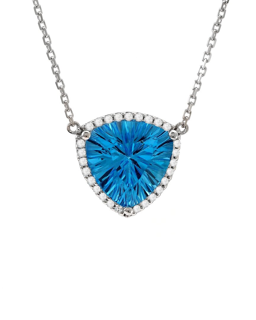 Gemstones 14k 4.01 Ct. Tw. Diamond & Blue Topaz Necklace