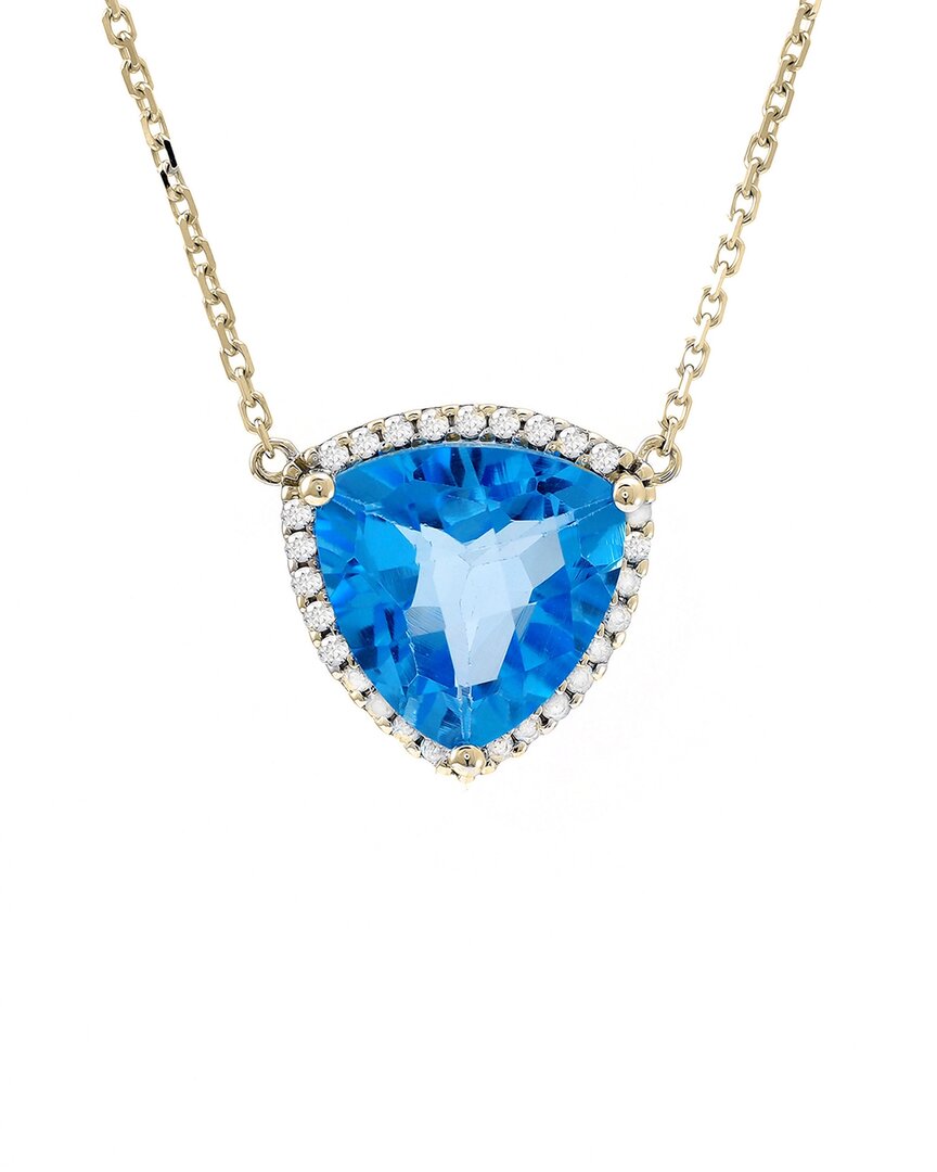Gemstones 14k 4.01 Ct. Tw. Diamond & Blue Topaz Necklace