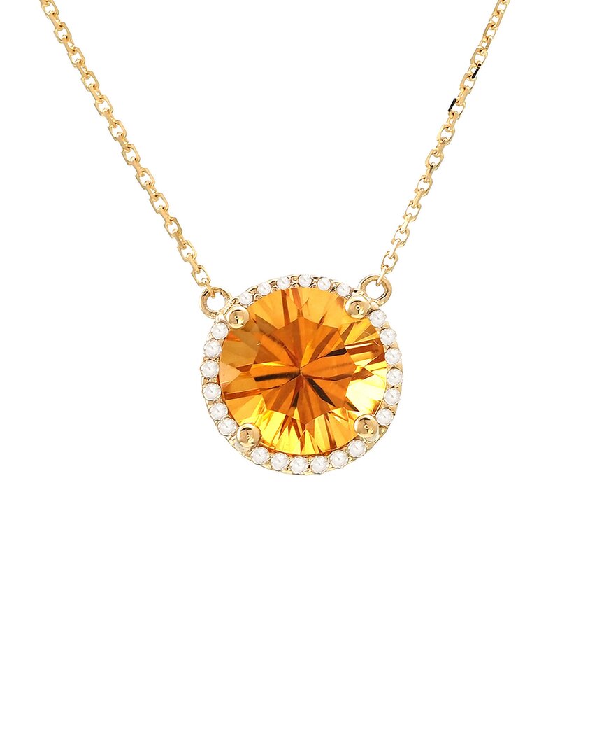 Gemstones 14k 1.70 Ct. Tw. Diamond & Citrine Necklace