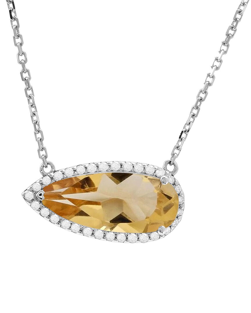 Gemstones 14k 2.12 Ct. Tw. Diamond & Lemon Quartz Necklace