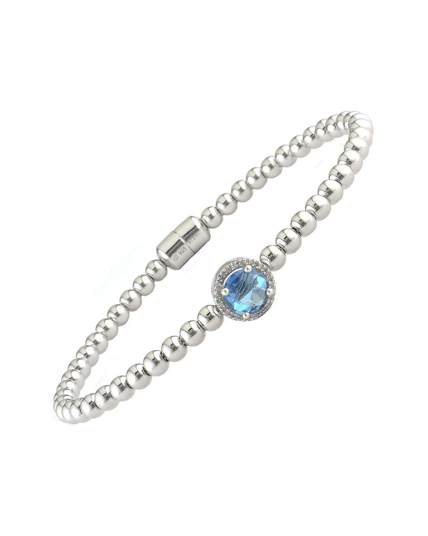 Gemstones Silver 1.76 Ct. Tw. Diamond & Blue Topaz Bangle Bracelet