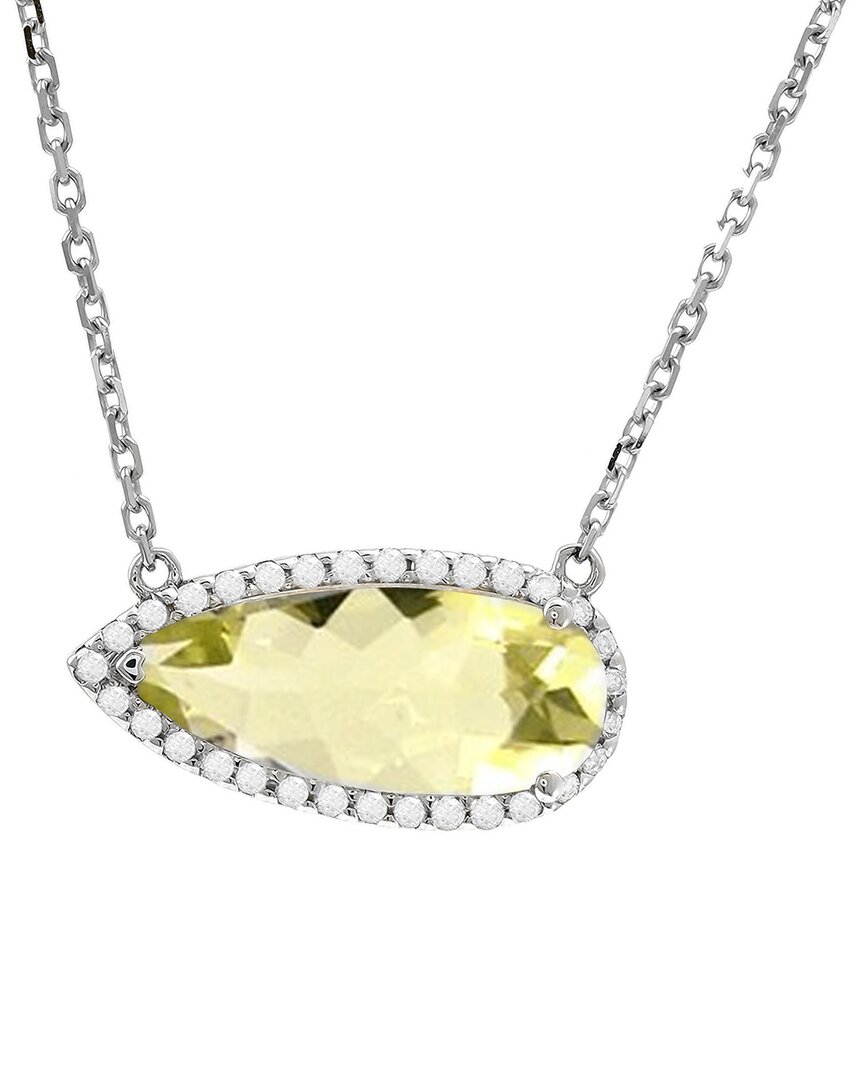 Gemstones 14k 2.12 Ct. Tw. Diamond & Lemon Quartz Necklace