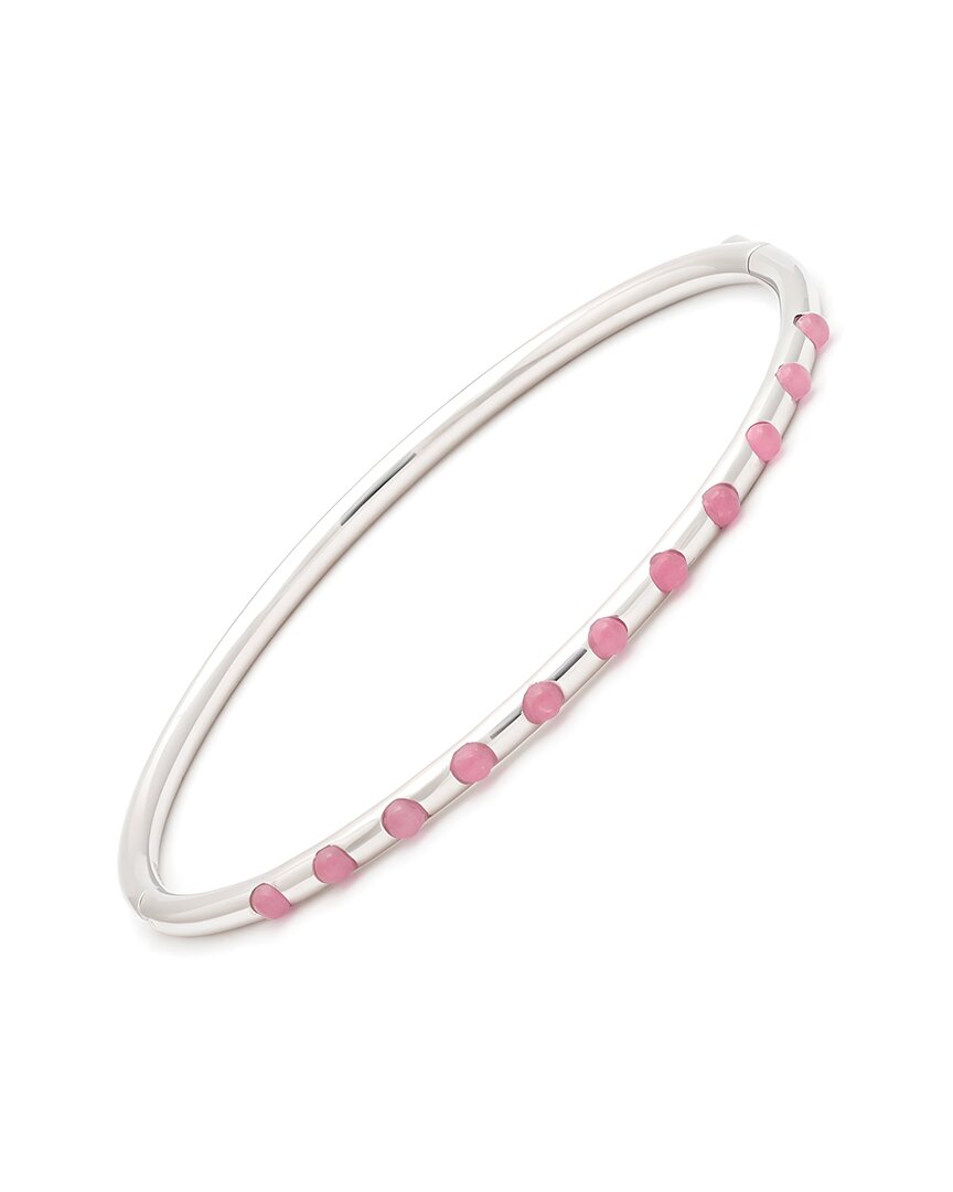 Gemstones Pink Agate Steel Bangle B0676pa-35c