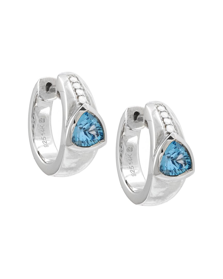 Gemstones Silver Blue Topaz Dia Earrings Ce001bt-175c
