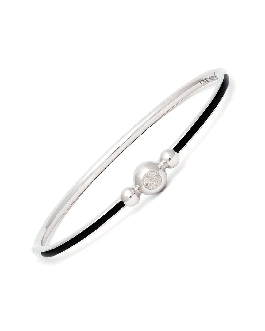 Diamond Select Cuts Silver & Steel 0.01 Ct. Tw. Diamond Station Bangle Bracelet