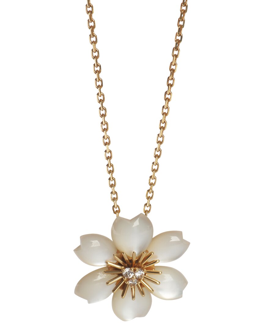 Van Cleef & Arpels Mini Model Rose De Noel 0.10 Ct. Tw. Diamond Pendant (authentic Pre-loved) In Multi