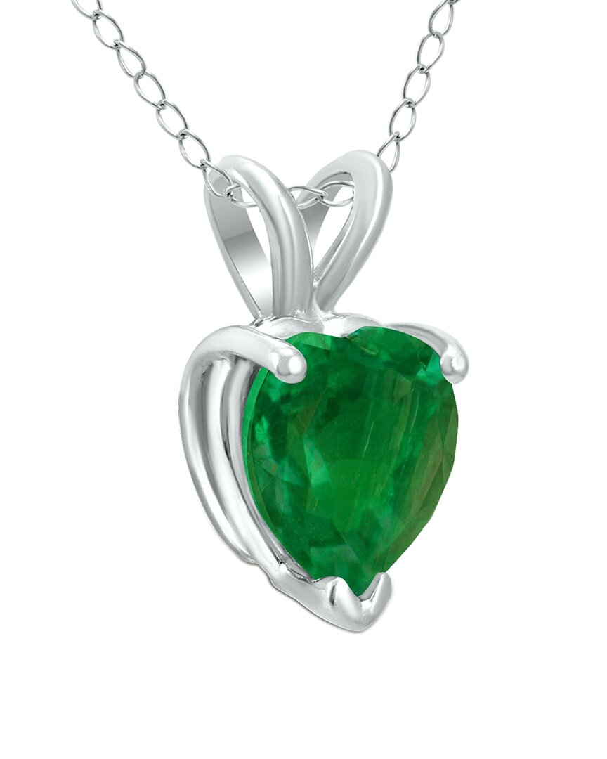 Gem Spark 14k 0.25 Ct. Tw. Emerald Necklace In Metallic