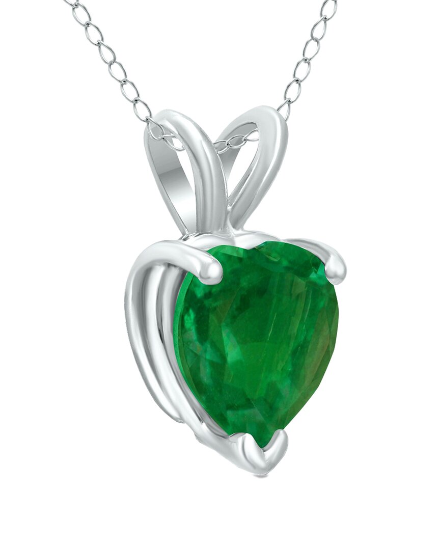 Gem Spark 14k 0.45 Ct. Tw. Emerald Necklace In Metallic