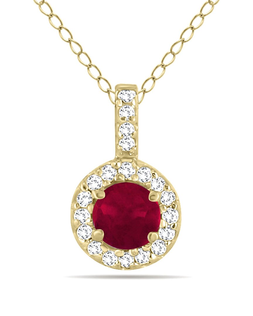 Gem Spark 14k 0.55 Ct. Tw. Diamond & Ruby Necklace In Gold