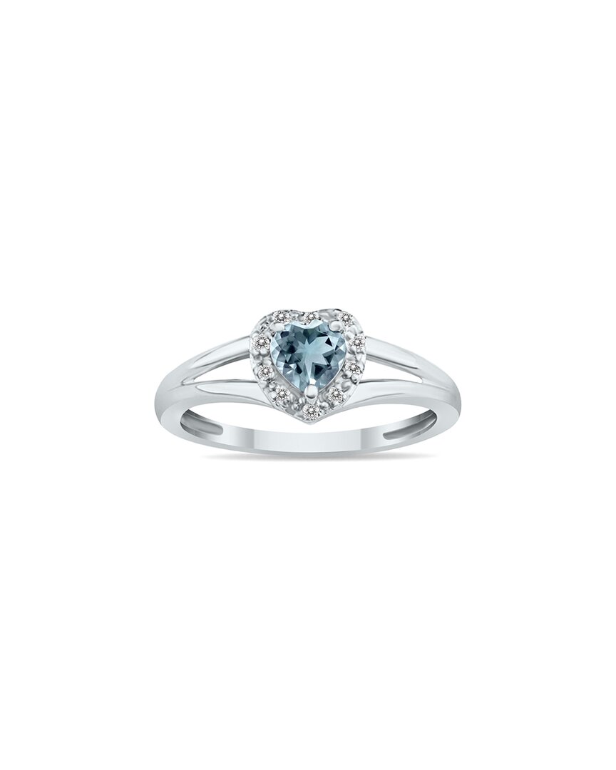 Gem Spark 14k 0.51 Ct. Tw. Diamond & Aquamarine Ring In Metallic