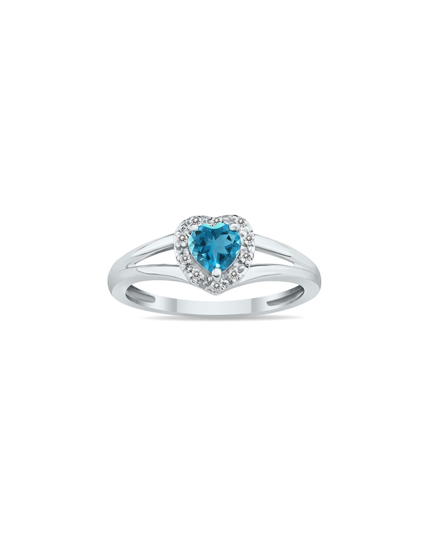 Gem Spark 14k 0.51 Ct. Tw. Diamond & Blue Topaz Ring In Metallic