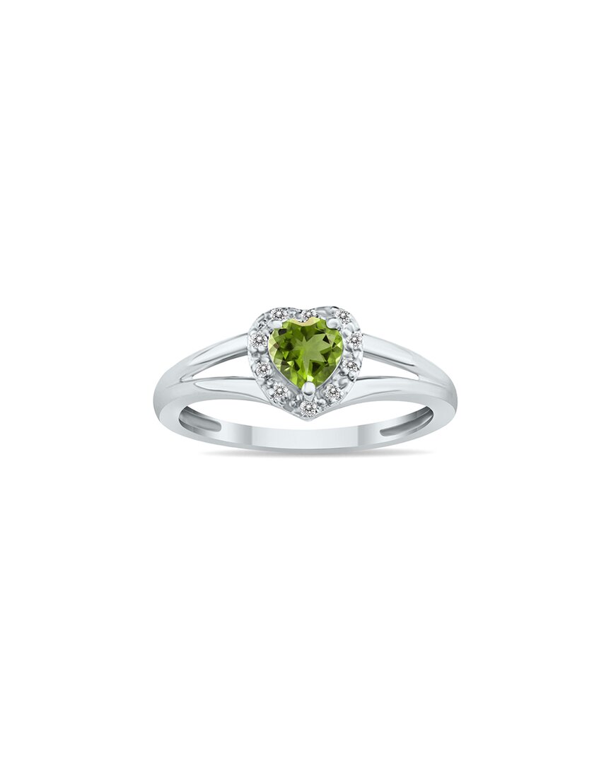 Gem Spark 14k 0.51 Ct. Tw. Diamond & Peridot Ring In Metallic