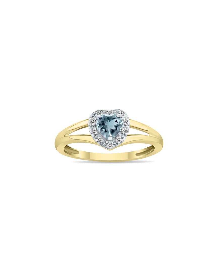 Gem Spark 14k 0.51 Ct. Tw. Diamond & Aquamarine Ring In Gold