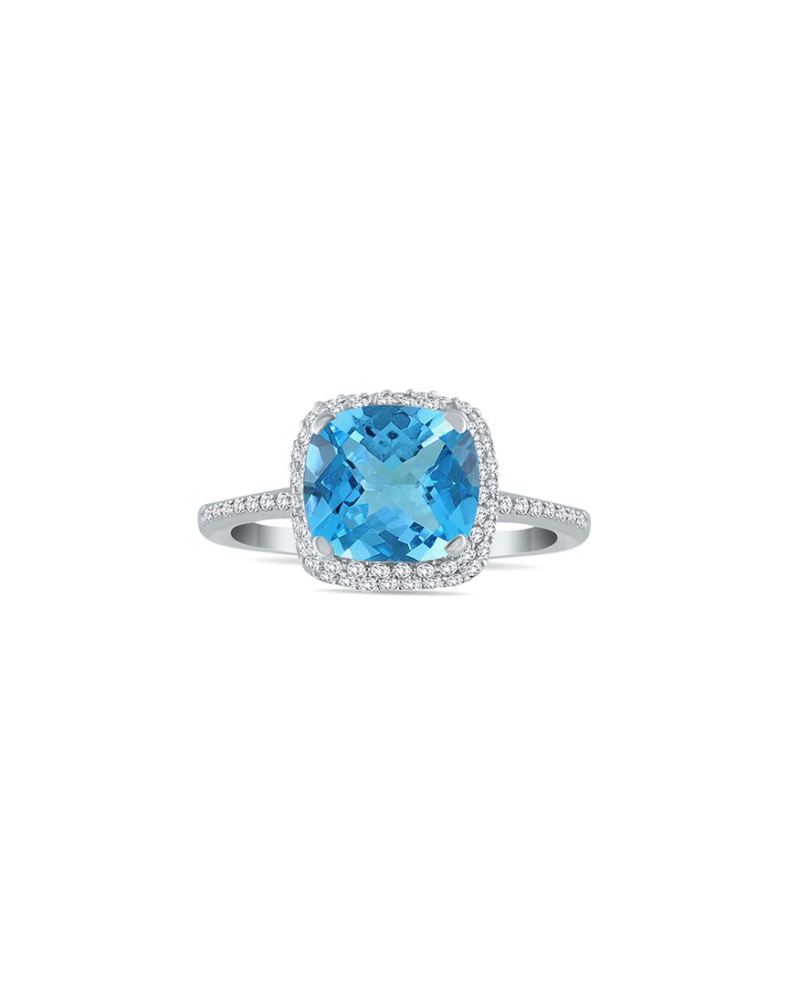 Gem Spark 14k 3.93 Ct. Tw. Diamond & Blue Topaz Ring