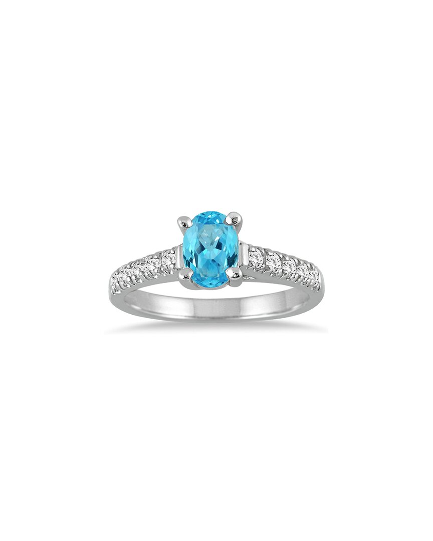 Gem Spark 14k 1.19 Ct. Tw. Diamond & Blue Topaz Ring