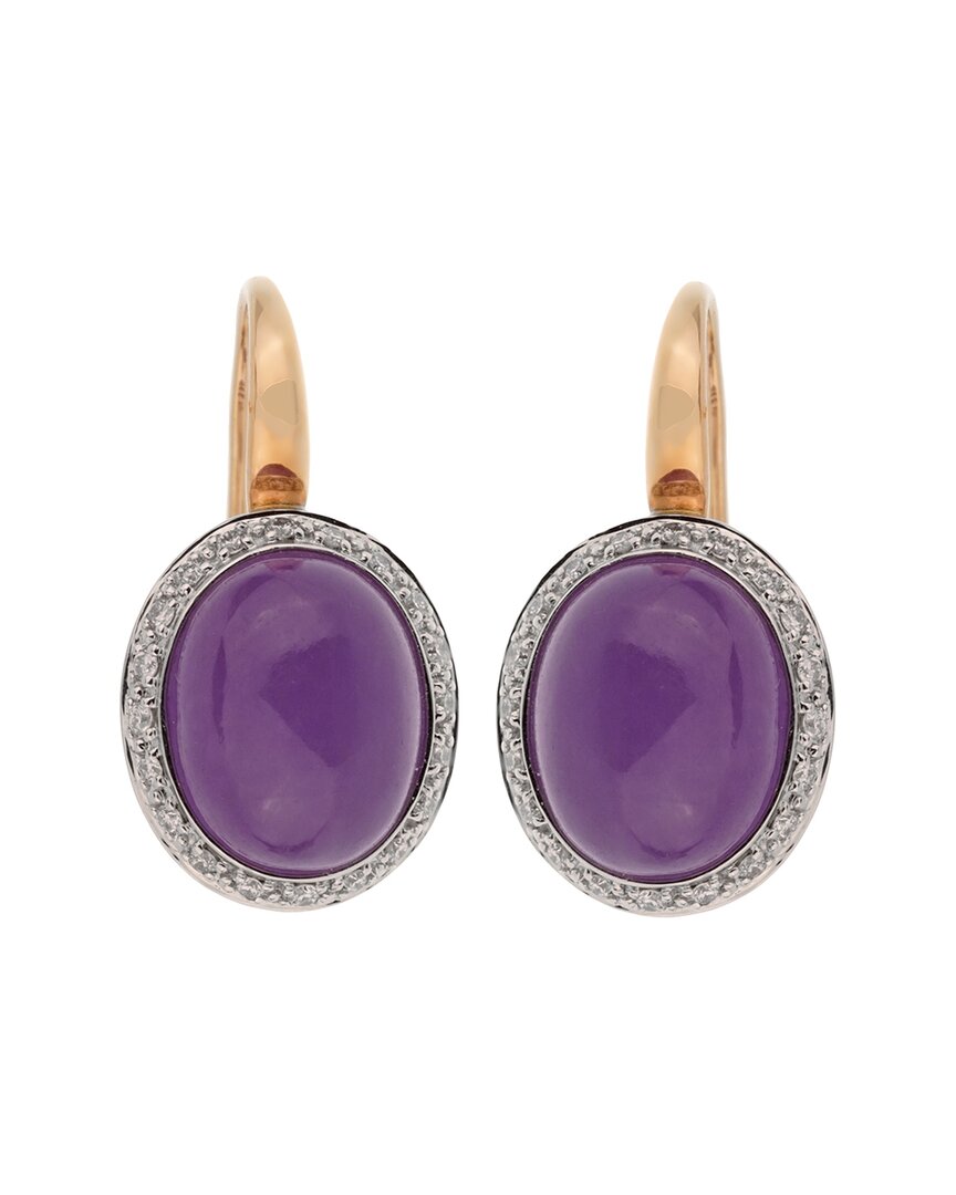 Mimi Milano 18k 8.40 Ct. Tw. Diamond & Violet Jade Earrings (authentic Pre-  Owned)