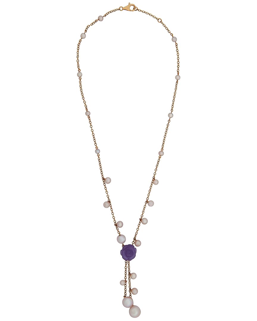 Mimi Milano 18k 8.25 Ct. Tw. Lavender Jade 3-6mm Pearl Necklace (authentic  )