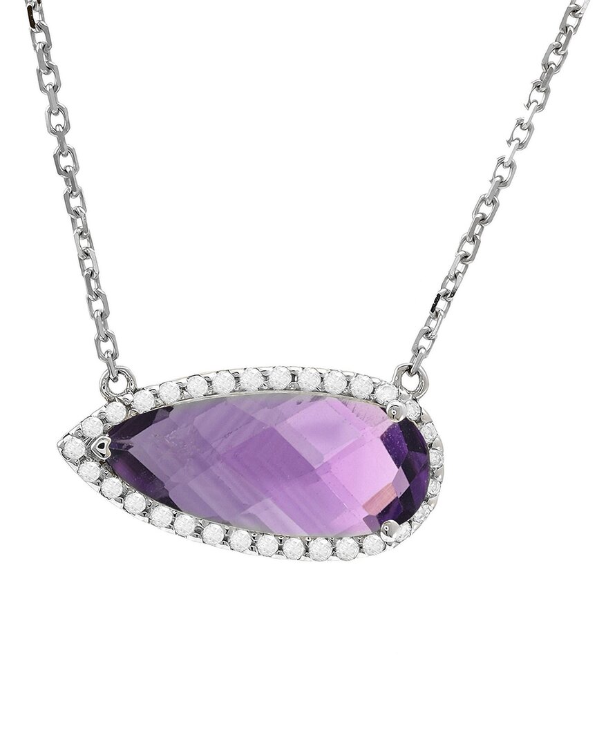 Gemstones 14k 2.16 Ct. Tw. Diamond & Amethyst Necklace