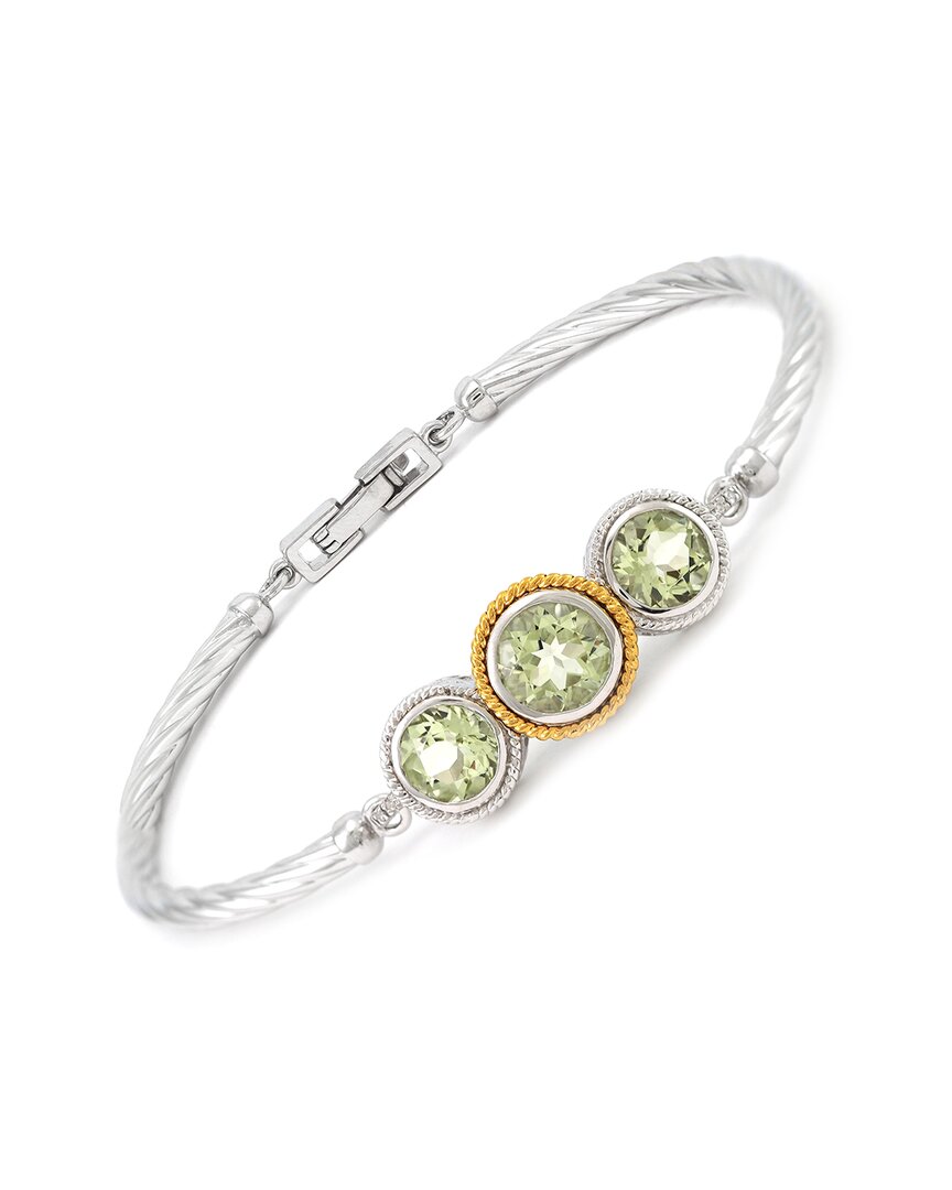 Gemstones Dnu 0 Units Sold Silver 4.31 Ct. Tw. Diamond & Lemon Quartz Bangle Bracelet