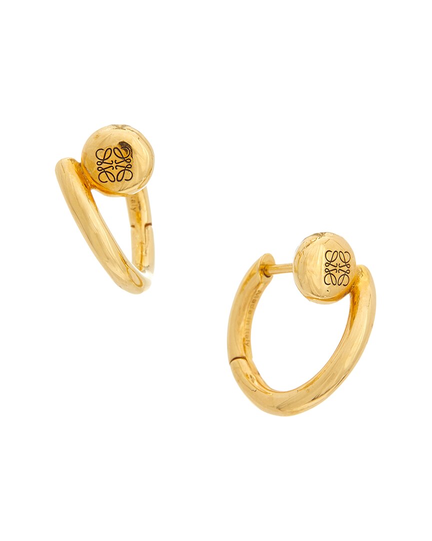 Loewe Silver Anagram Pebble Mini Hoop Earrings In Gold