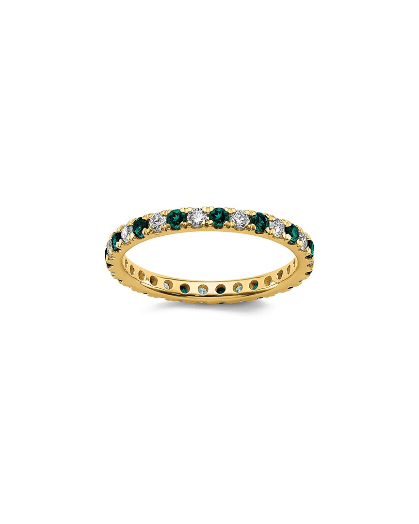 Lab Grown Gemstones 14k 1.75 Ct. Tw. Lab-grown Diamond & Lab-grown Emerald Eternity Ring
