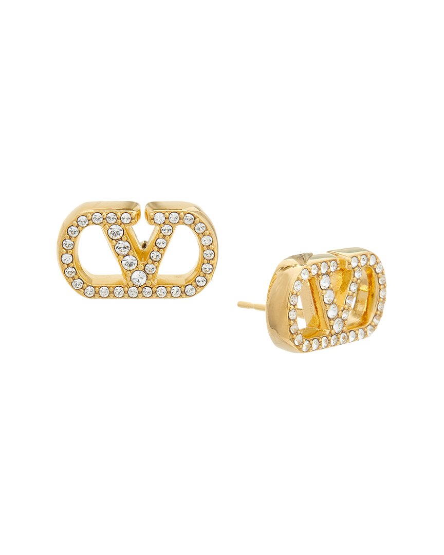 Valentino Garavani Women's Metal Gold-Tone Vlogo Signature Earrings With Swarovski Crystals - Image 4