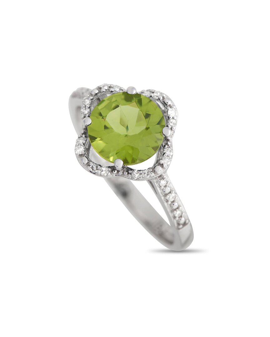 Gemstones 14k 0.10 Ct. Tw. Diamond & Peridot Quatrefoil Ring
