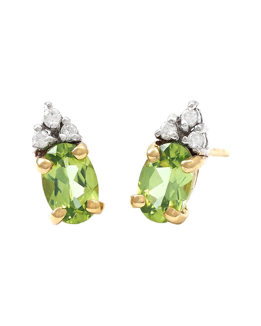 Gemstones 14k 1.87 Ct. Tw. Diamond & Peridot Studs