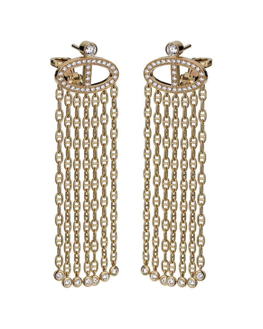Hermes Hermès 18k 1.41 Ct. Tw. Diamond Earrings (authentic ) In Gold