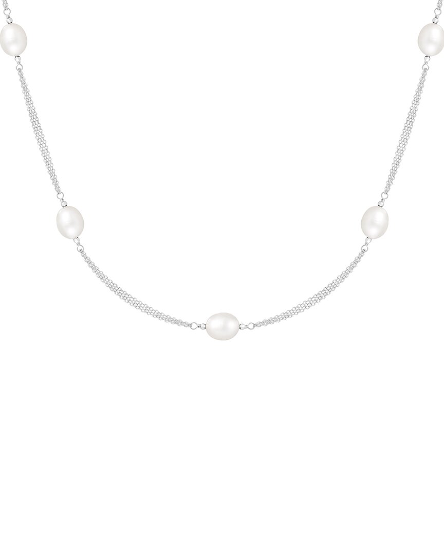 Splendid Pearls Rhodium Plated 9-10mm Pearl Pendant Necklace