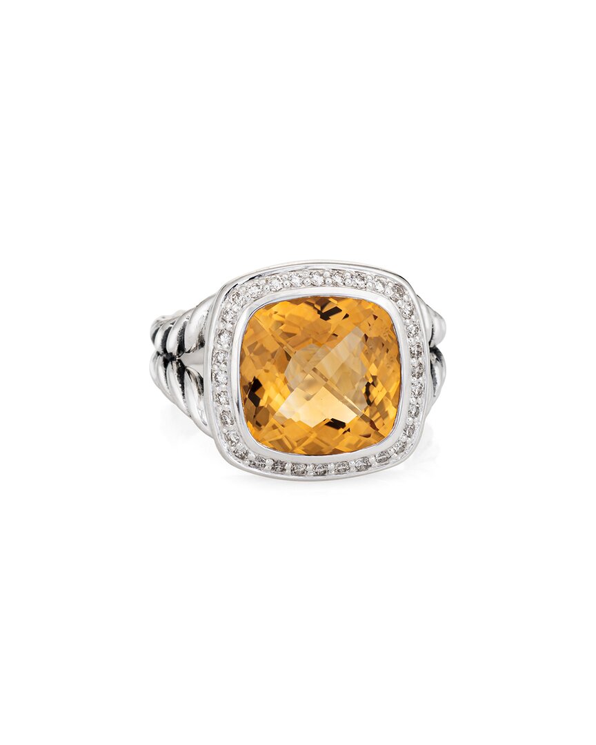 Heritage David Yurman David Yurman Albion Silver 0.22 Ct. Tw. Diamond & Citrine Ring (authentic Pre-  Owned)