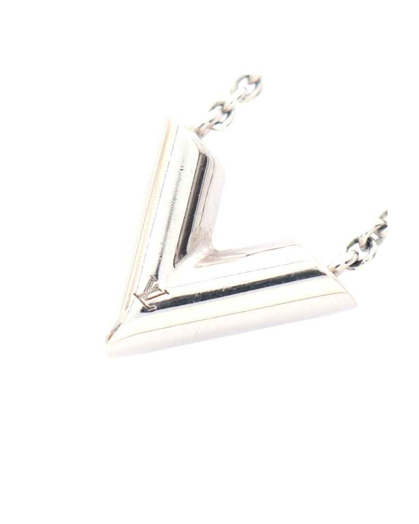 Louis Vuitton Stainless Steel Essential V Necklace (authentic Pre-loved) In Metallic