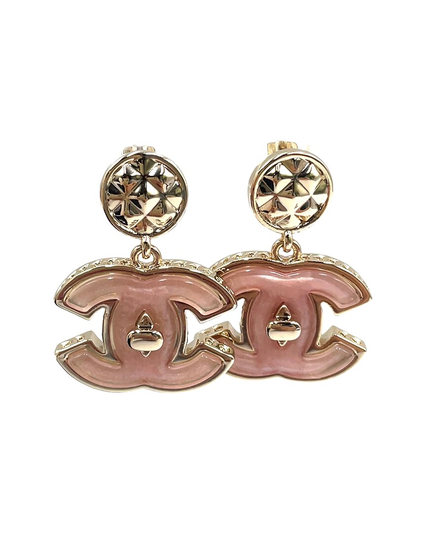 Chanel Coco Mark Swing Earrings (authentic Pre-loved) In Pink