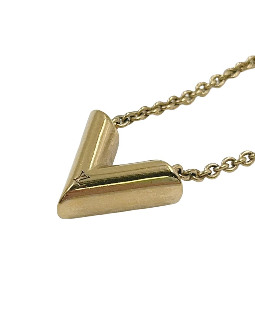 Louis Vuitton Plated Essential V Necklace (authentic Pre-loved) In Gold